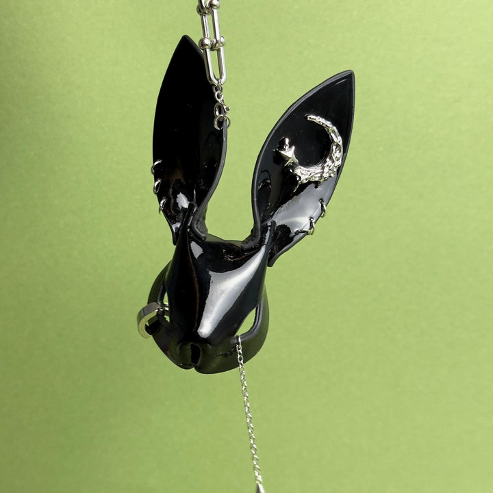 Black Lacquered Lambskin Bunny Bag Charm — product photograph 12