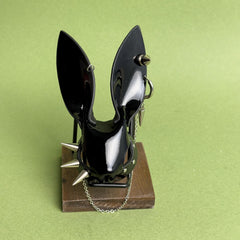 Black Lacquered Lambskin Bunny Bag Charm — product photograph 10