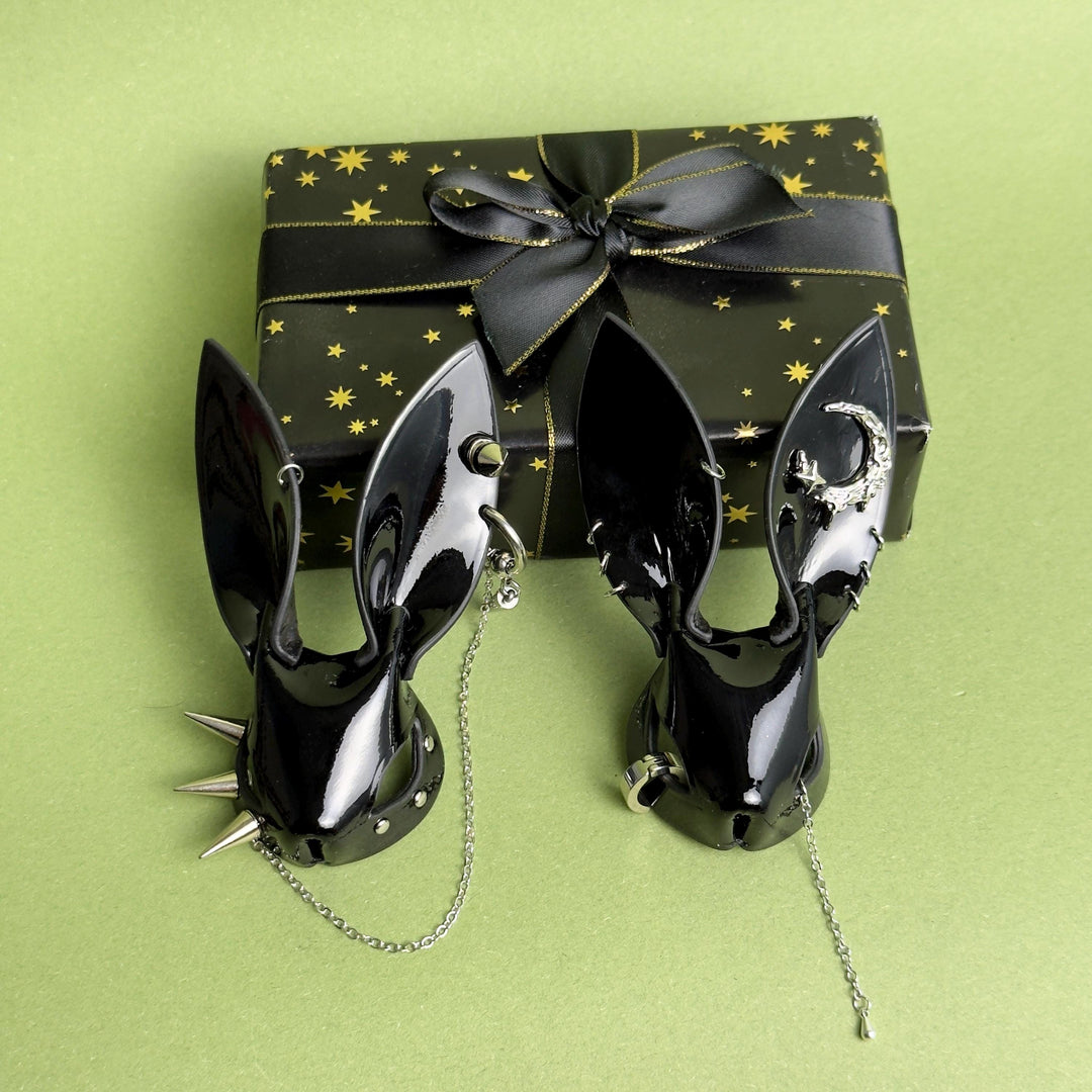Black Lacquered Lambskin Bunny Bag Charm — product photograph 8