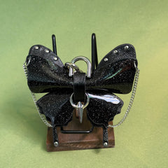 Silver & Black Patent Leather Butterfly Charm — product photograph 9