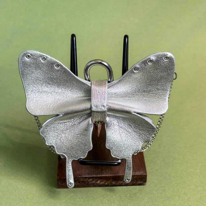 Silver & Black Patent Leather Butterfly Charm — product photograph 12