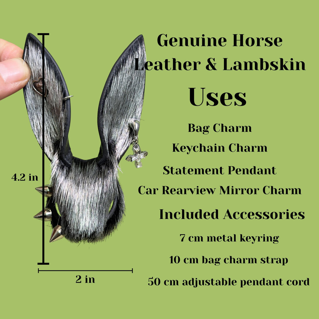 Silver Horsehair Bunny Bag Charm — product photograph 5