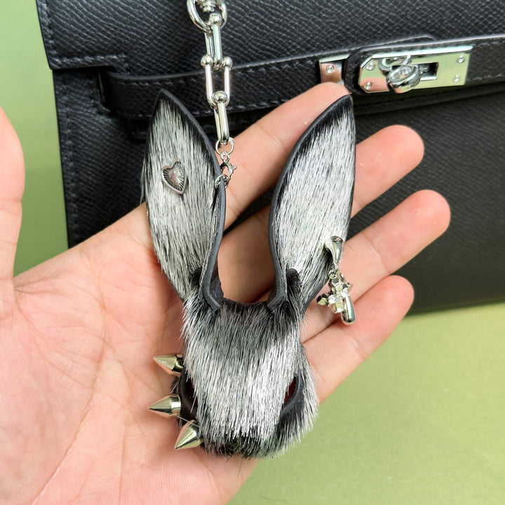 Silver Horsehair Bunny Bag Charm — product photograph 2