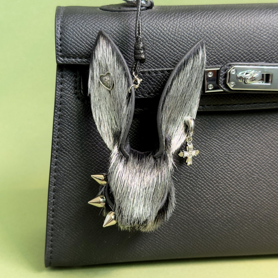 Silver Horsehair Bunny Bag Charm — product photograph 1
