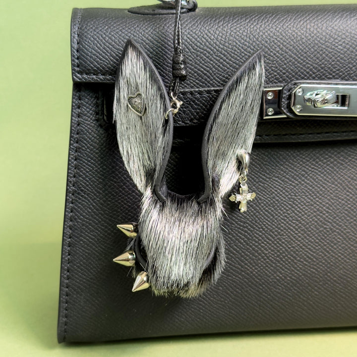 Silver Horsehair Bunny Bag Charm — product photograph 1