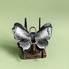 Silver Gothic Horsehair Butterfly Bag Charm — product photograph 9