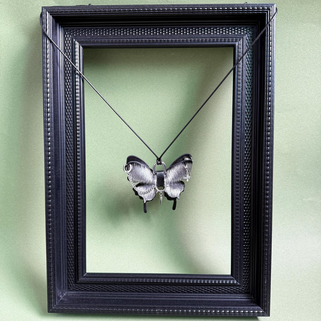 Silver Gothic Horsehair Butterfly Bag Charm — product photograph 7