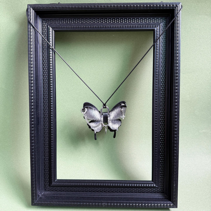 Silver Gothic Horsehair Butterfly Bag Charm — product photograph 7