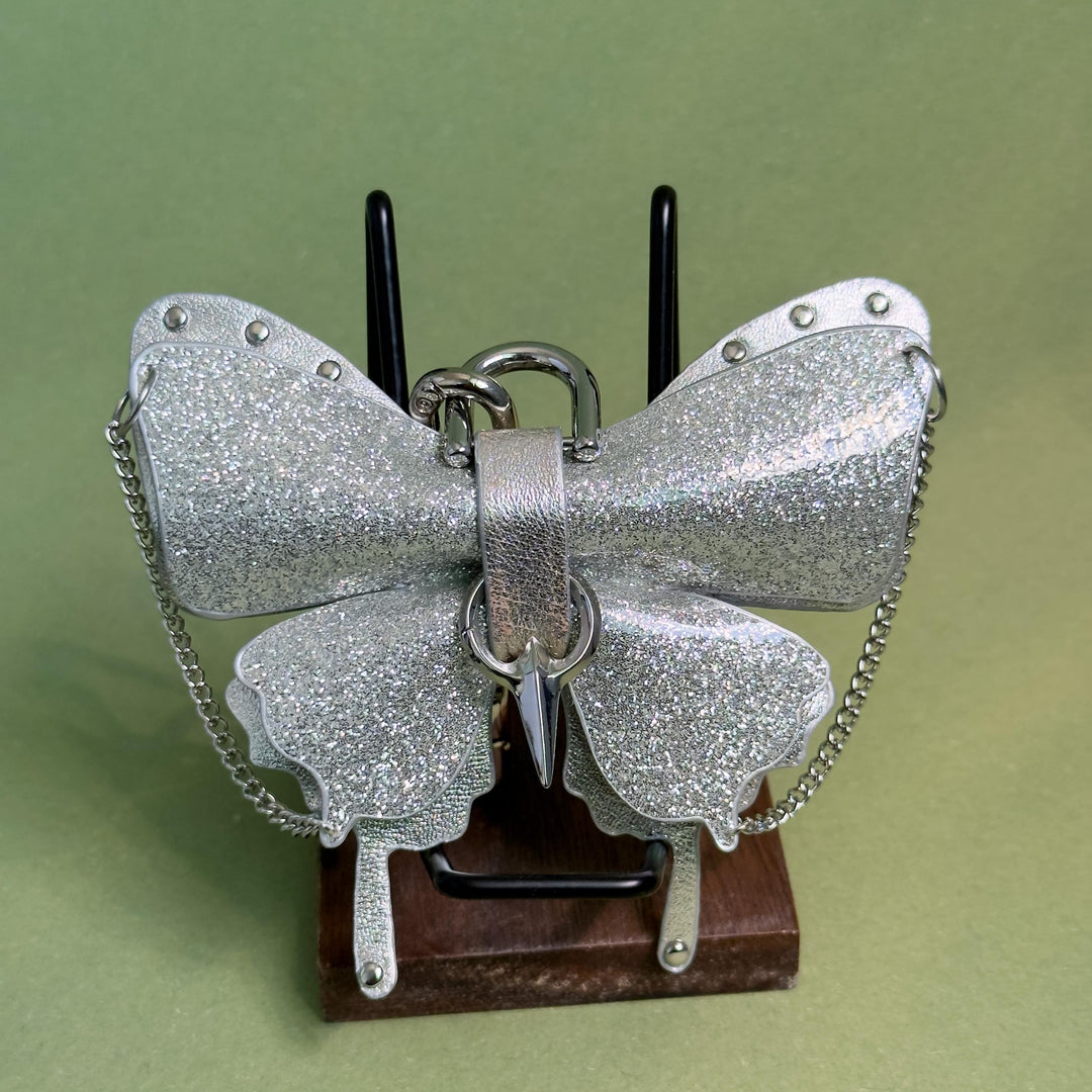 Silver & Black Patent Leather Butterfly Charm — product photograph 11