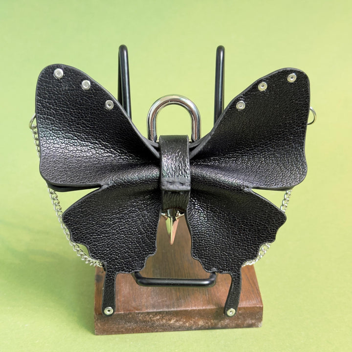 Silver & Black Patent Leather Butterfly Charm — product photograph 10