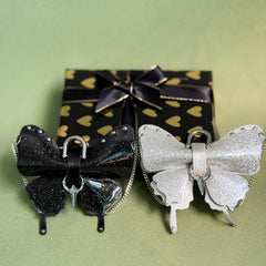 Silver & Black Patent Leather Butterfly Charm — product photograph 6