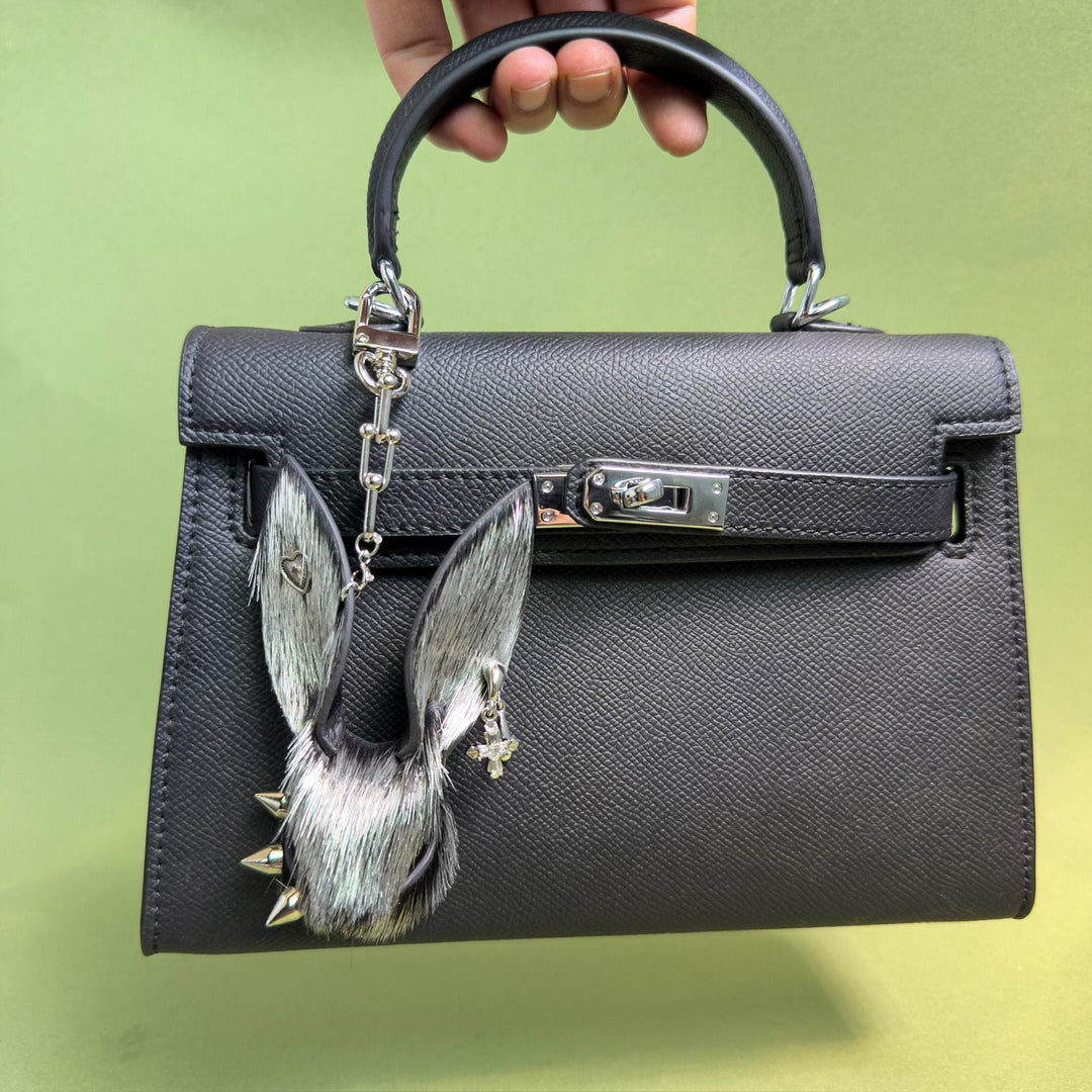 Silver Horsehair Bunny Bag Charm — product photograph 3