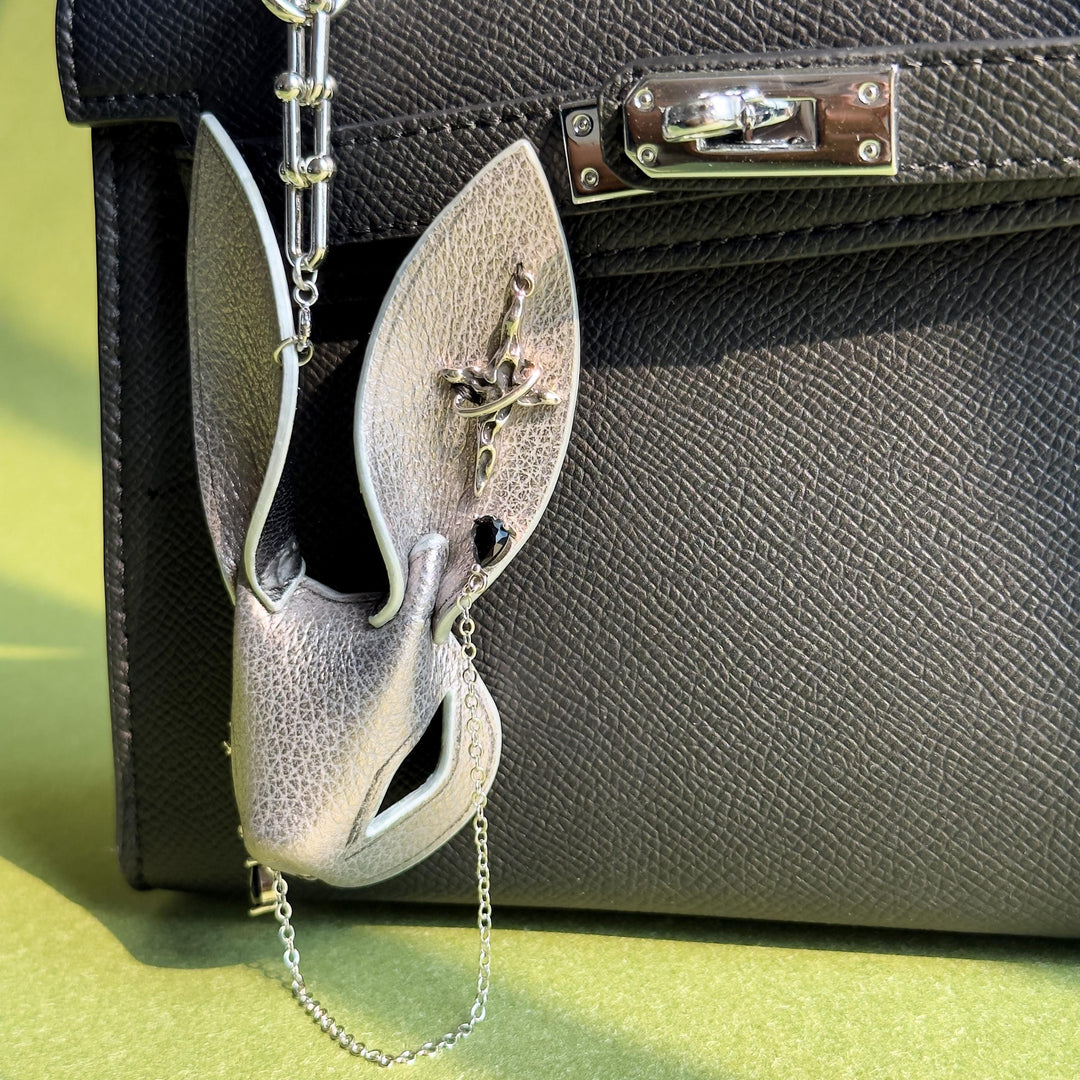 Silver Lambskin Rabbit Bag Charm — product photograph 8