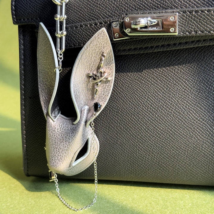 Silver Lambskin Rabbit Bag Charm — product photograph 8