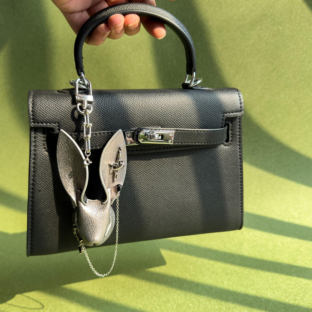 Silver Lambskin Rabbit Bag Charm — product photograph 3