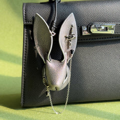 Silver Lambskin Rabbit Bag Charm — product photograph 1