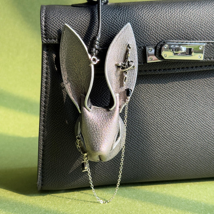 Silver Lambskin Rabbit Bag Charm — product photograph 1