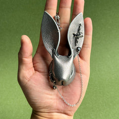 Silver Lambskin Rabbit Bag Charm — product photograph 2