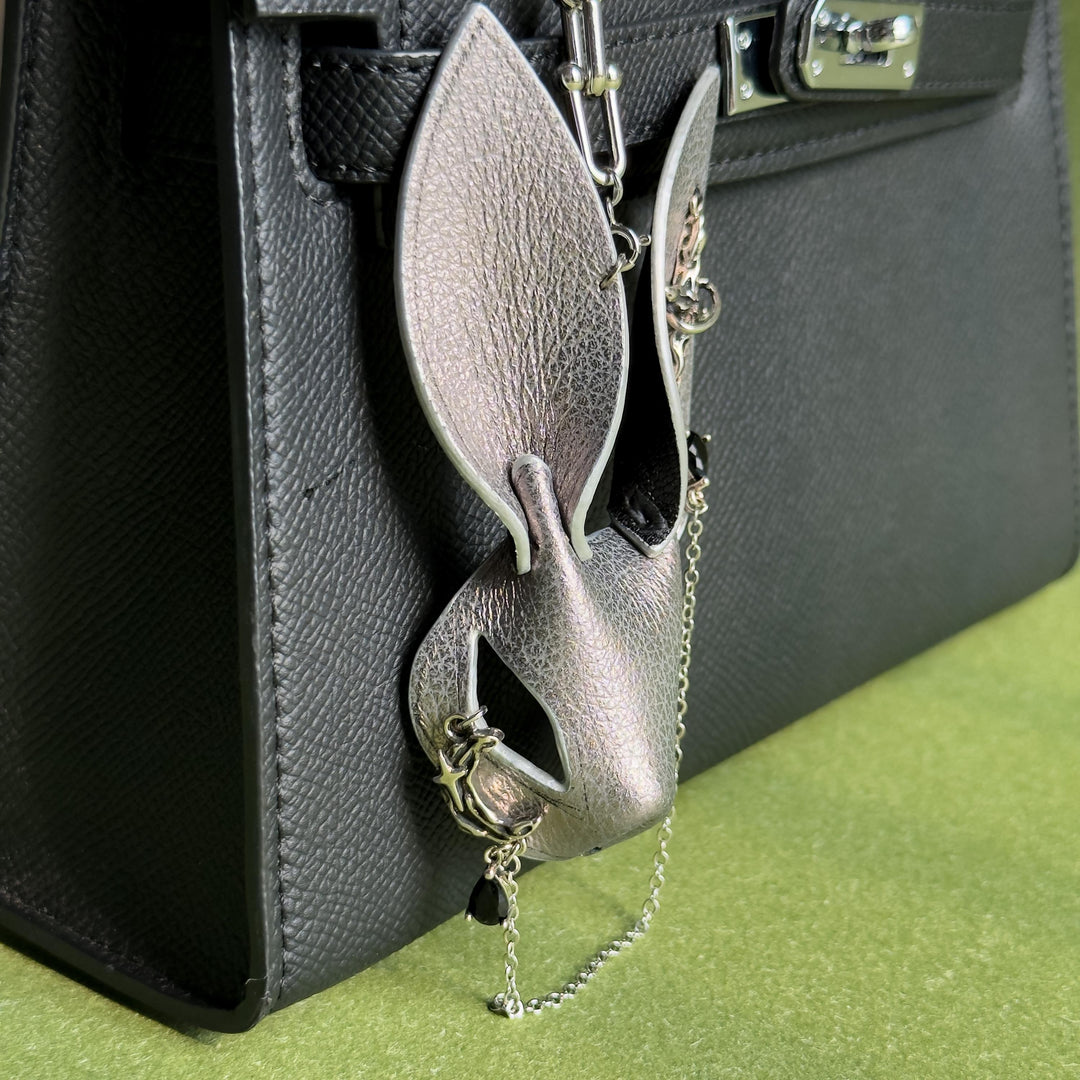 Silver Lambskin Rabbit Bag Charm — product photograph 7