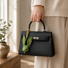 Woodland Green Leather Bunny Bag Charm — product photograph 4