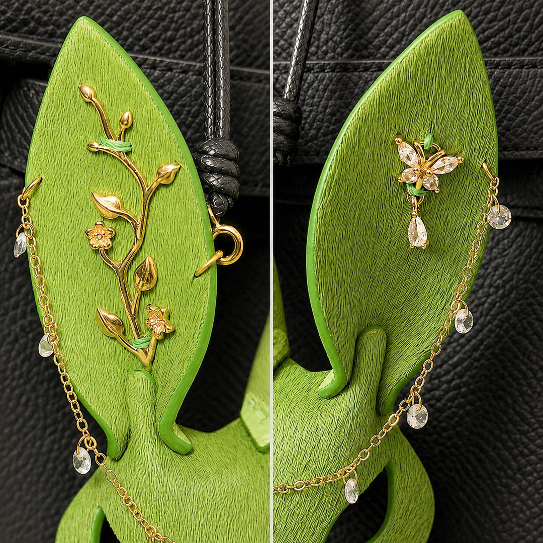 Woodland Green Leather Bunny Bag Charm — product photograph 5