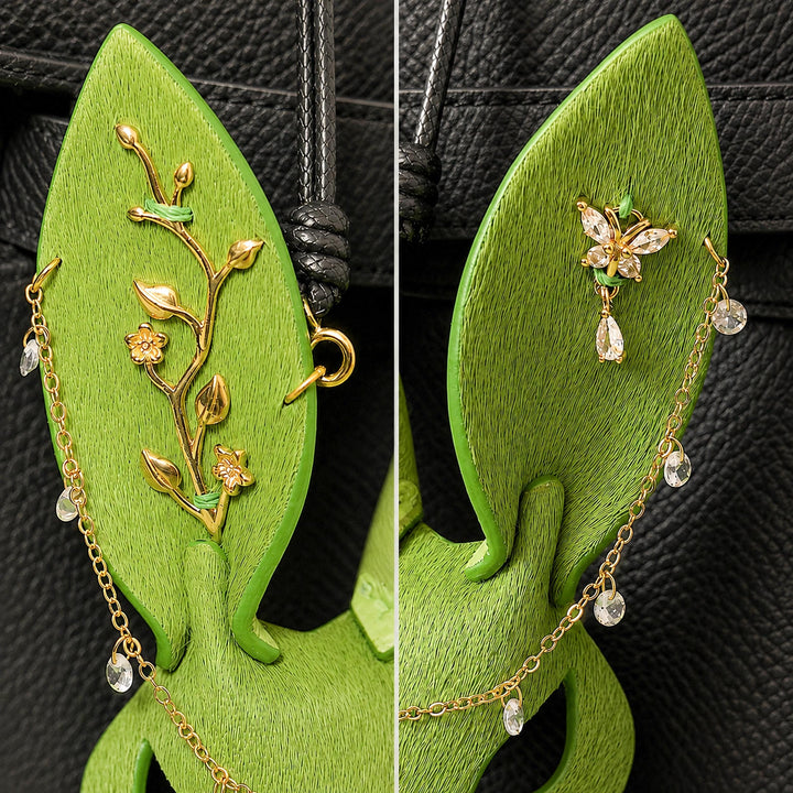 Woodland Green Leather Bunny Bag Charm — product photograph 5