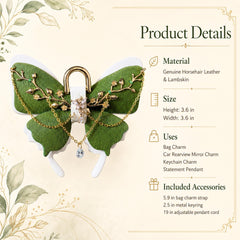 Green Floral Horsehair Butterfly Bag Charm — product photograph 5