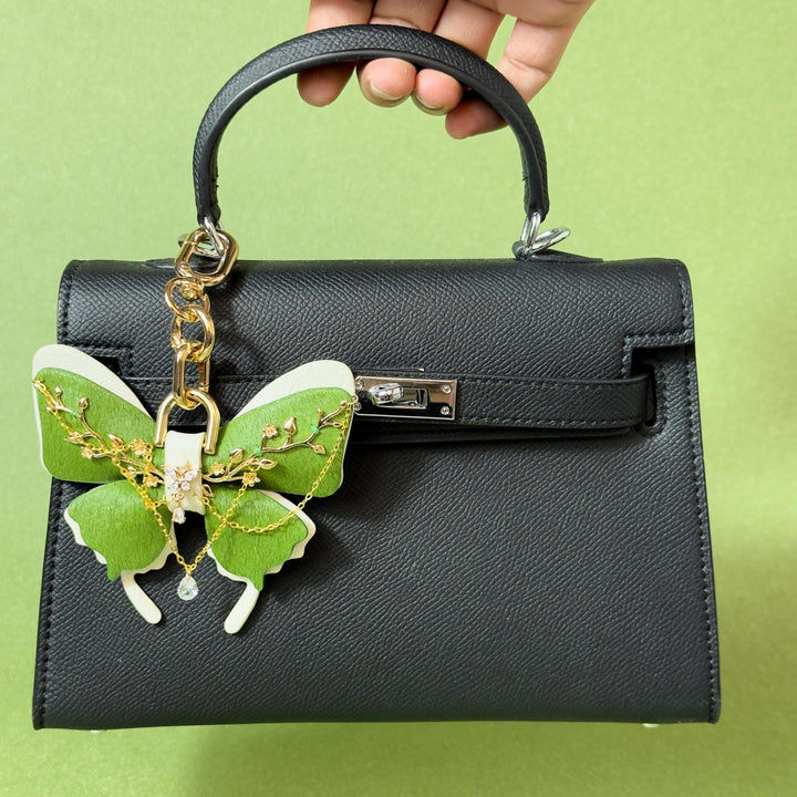 Green Floral Horsehair Butterfly Bag Charm — product photograph 8