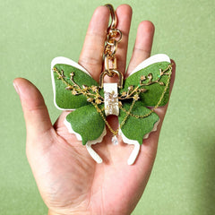 Green Floral Horsehair Butterfly Bag Charm — product photograph 2