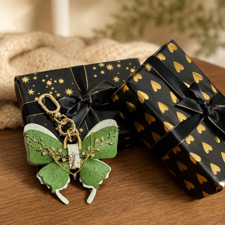 Green Floral Horsehair Butterfly Bag Charm — product photograph 6