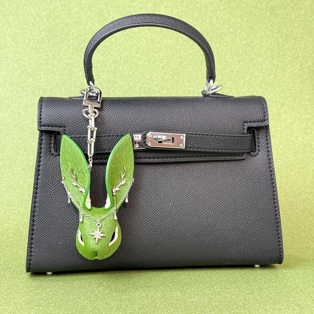 Green Horsehair Rabbit Bag Charm — product photograph 9