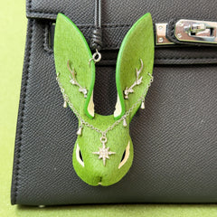 Green Horsehair Rabbit Bag Charm — product photograph 1