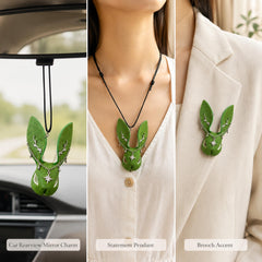 Green Horsehair Rabbit Bag Charm — product photograph 6