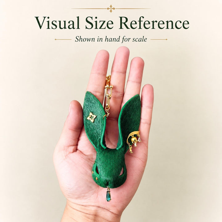 Forest Green Leather Rabbit Bag Charm — product photograph 5