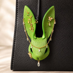 Woodland Green Leather Bunny Bag Charm — product photograph 1