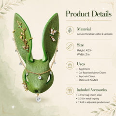 Woodland Green Leather Bunny Bag Charm — product photograph 6