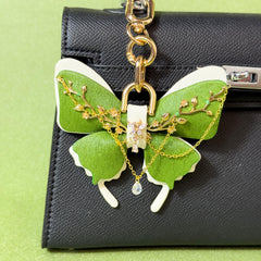 Green Floral Horsehair Butterfly Bag Charm — product photograph 1