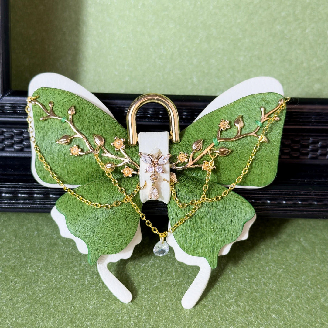 Green Floral Horsehair Butterfly Bag Charm — product photograph 9