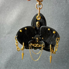 Black & Gold Leather Orchid Bag Charm — product photograph 10