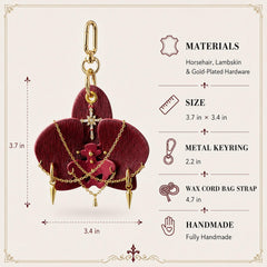Burgundy Leather Orchid Flower Bag Charm — product photograph 6
