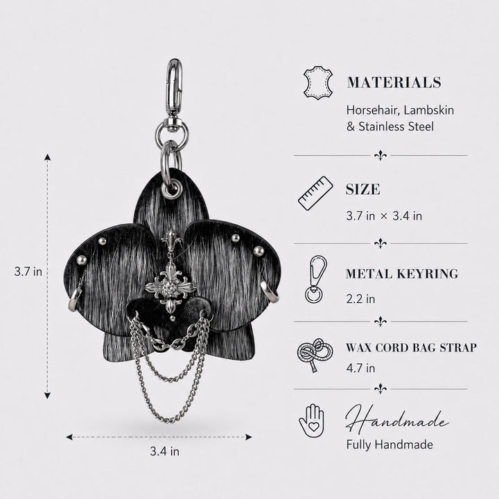 Silver Horsehair Leather Orchid Bag Charm — product photograph 5