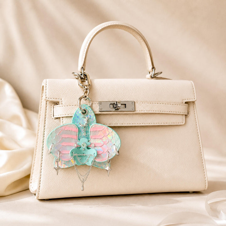 Iridescent Leather Orchid Bag Charm — product photograph 6