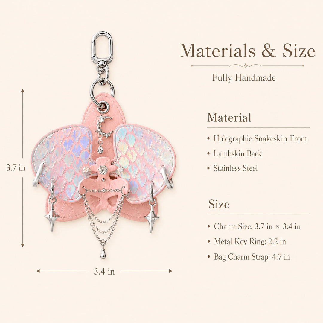 Iridescent Leather Orchid Bag Charm — product photograph 8