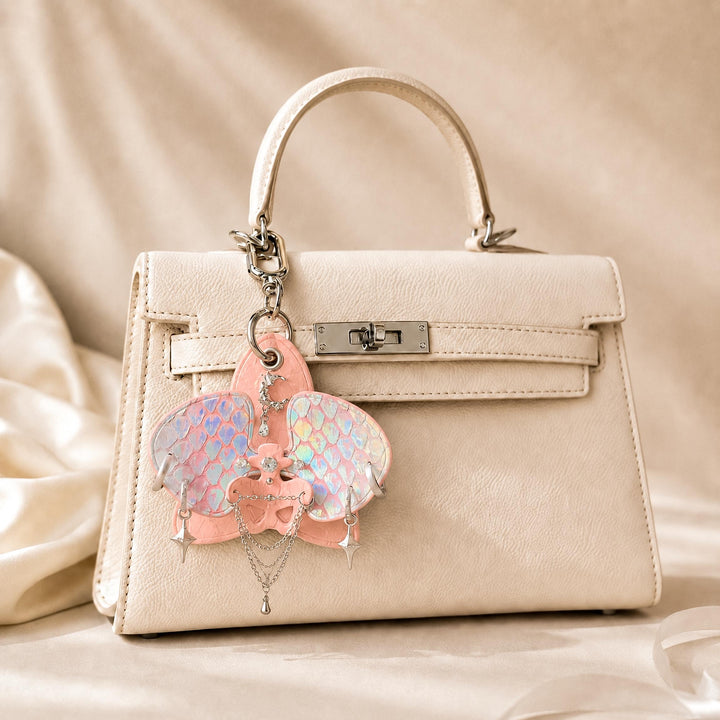 Iridescent Leather Orchid Bag Charm — product photograph 4