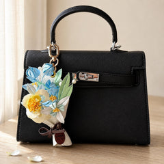 Personalized Leather-Wrapped Flower Bouquet Charm — product photograph 3