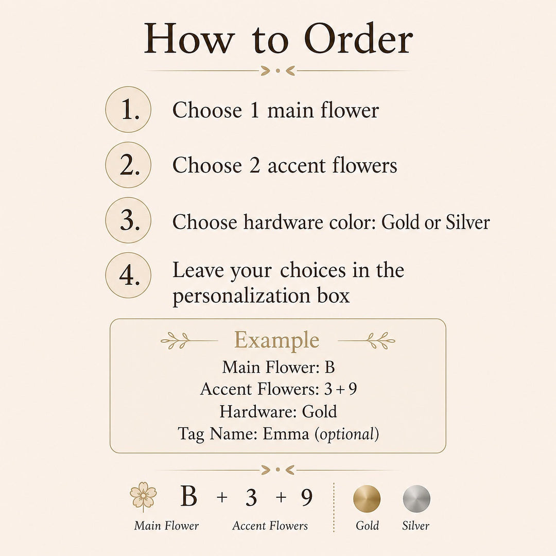 Personalized Leather-Wrapped Flower Bouquet Charm — product photograph 9