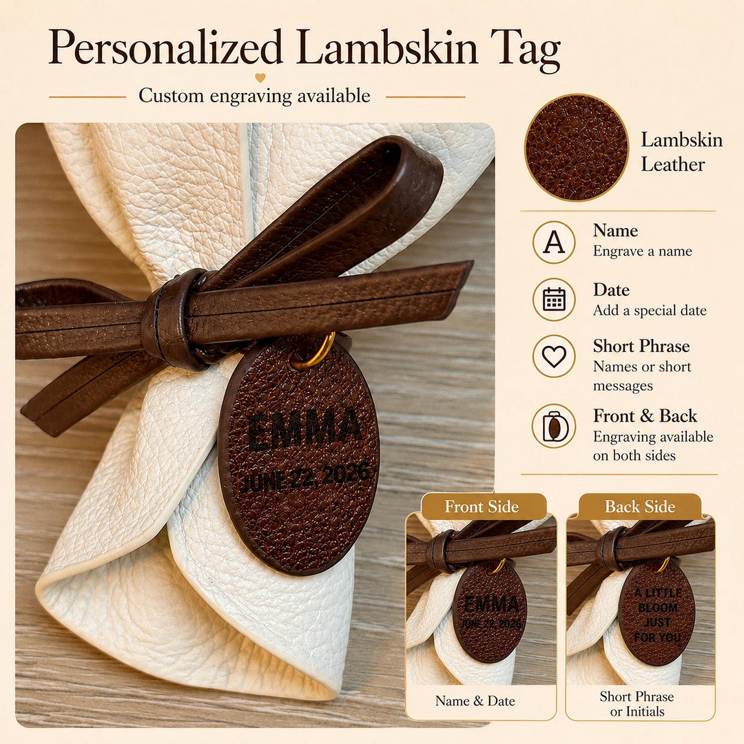 Personalized Leather-Wrapped Flower Bouquet Charm — product photograph 10
