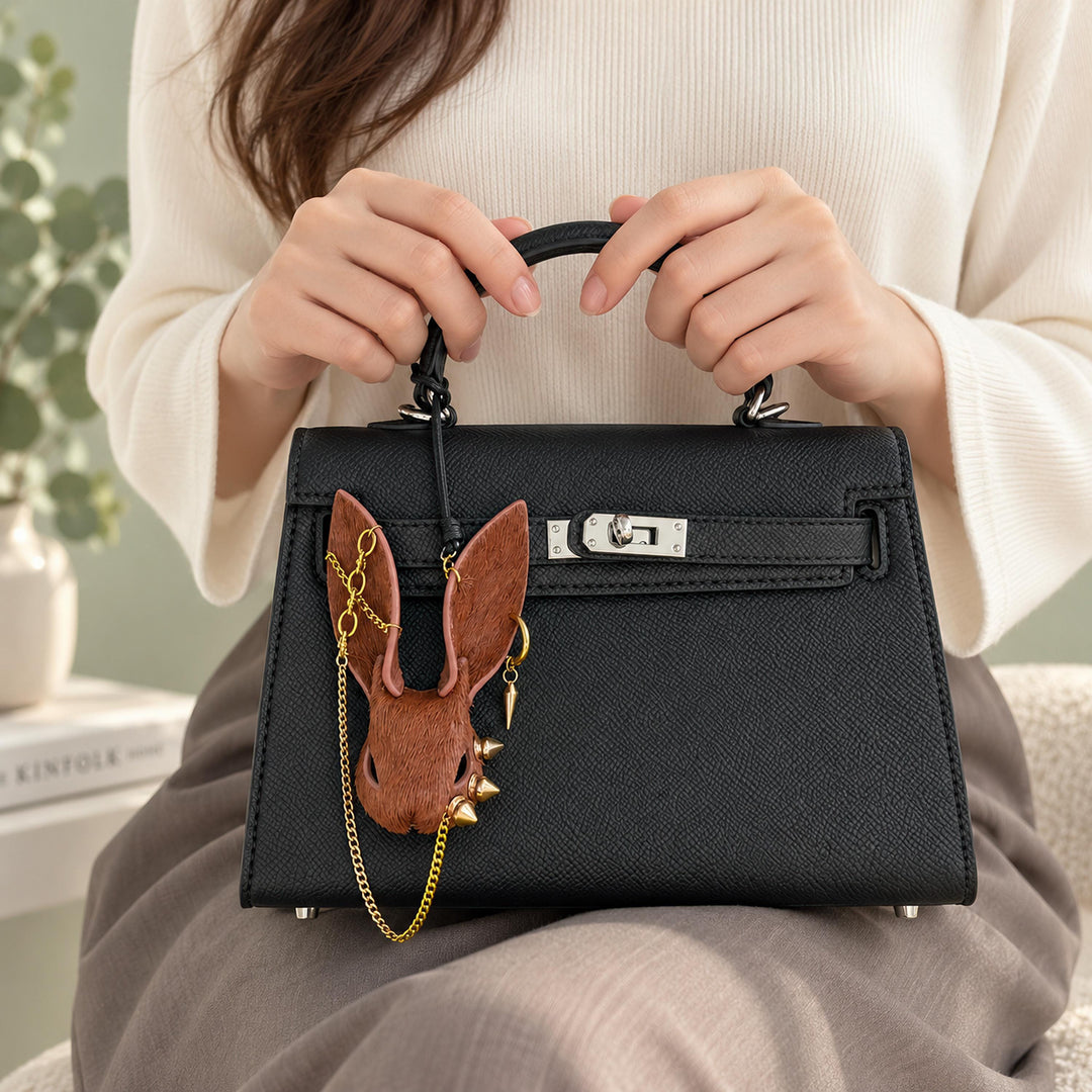 Vintage Brown Horsehair Bunny Bag Charm — product photograph 5