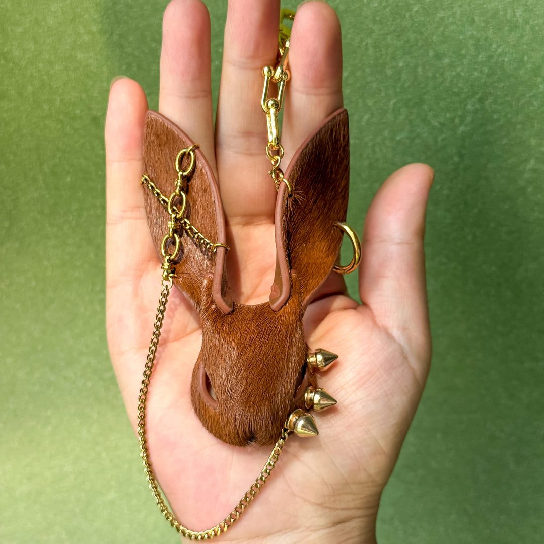Vintage Brown Horsehair Bunny Bag Charm — product photograph 11