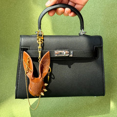 Vintage Brown Horsehair Bunny Bag Charm — product photograph 13